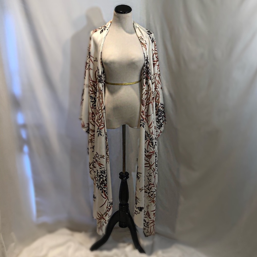 Cream colored kimono with floral print